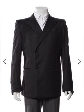PORTS 1961 Men's Double-Breasted Black Sport Coat IT48, M pure wool classy